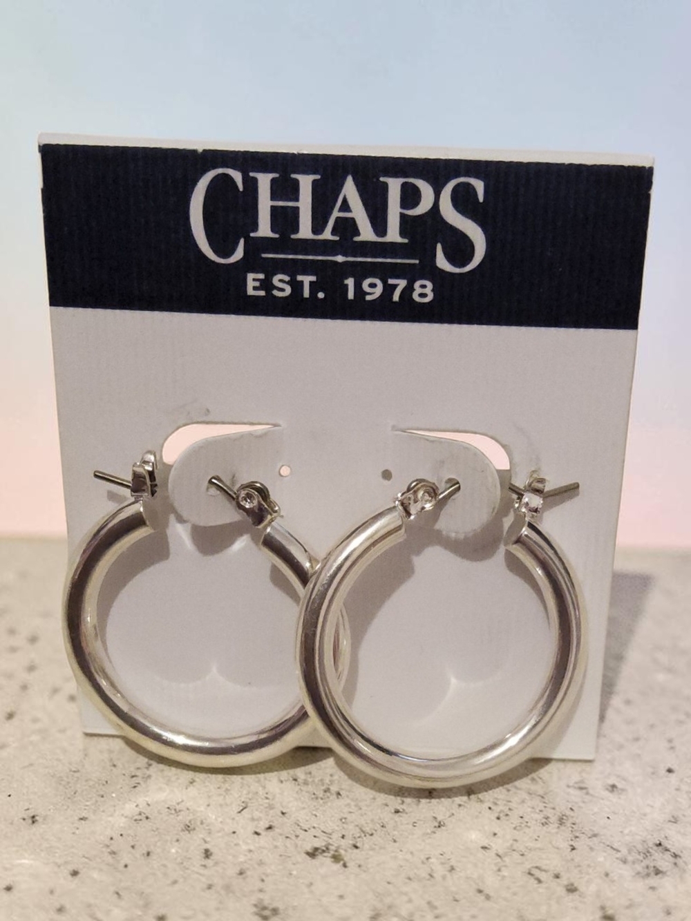 Chaps Silver Tone Small Hoop Earrings